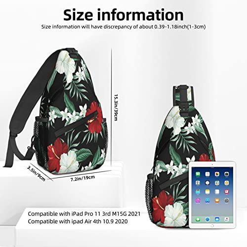 Tropical Hawaiian Hibiscus Crossbody Bags for Women Trendy Sling Backpack Men Chest Shoulder Bag Gym Cycling Travel Hiking Daypack2