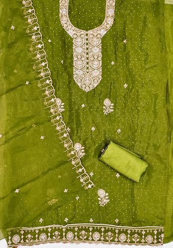 Image of Women's Shimmer Silk Embroidery Work Unstitched Dress Material