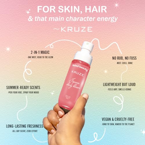 Image of BAKED BEAUTY Kruze Japanese Cherry Blossom Perfume Body Mist | Refreshing Long Lasting Tropical Fragrance|Double Duty Mist For Hair & Body| Travel-Friendly Perfume Body Spray for Women- 100ml