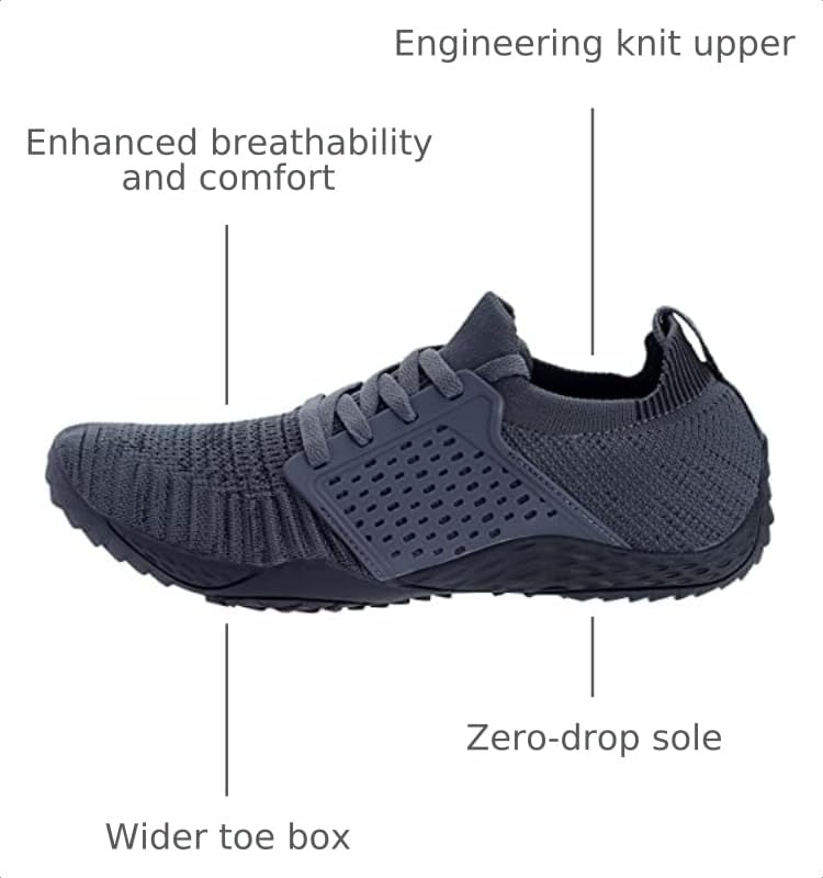 Image of WHITIN Women's Zero Drop Barefoot Trail Runner W63 | Lightweight & Breathable Knit Upper, High-Traction Rubber Outsole, Natural Stride, Versatile for Lifting, Hiking, Camping