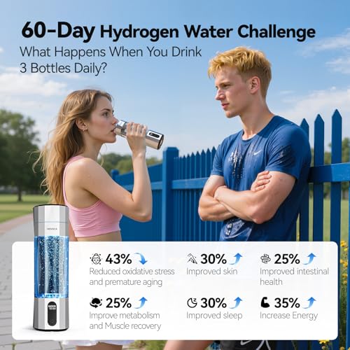 MOVOCA Upgrade Hydrogen Water Bottle, Up to 6400PPB Hydrogen Water Generator -SPE PEM Tech, 7 OZ Food-Grade PC Hydro Water Machine, Gifts for Husband, Wife, Family, Friends, Travel - Image 5