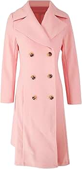 Amazon.com: utcoco Womens Long Pink Trench Coat Cute Notch A-Line