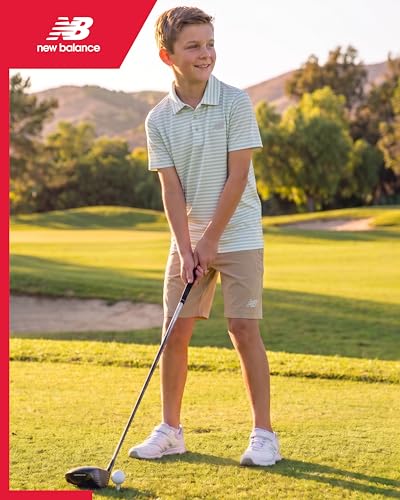 Image of New Balance Boys Short Set - 2 Piece Short Sleeve Collared Golf Boys Polo Shirt & Athletic Shorts for Outdoor Activities