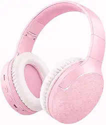 Fone de Ouvido Bluetooth 5.3 Headphone On-ear Sem Fio Fone Para Academia e Corridas, com Cancelamento de Ruído Dobrável com microfone Integrado PREMIUM (Rosa Claro)