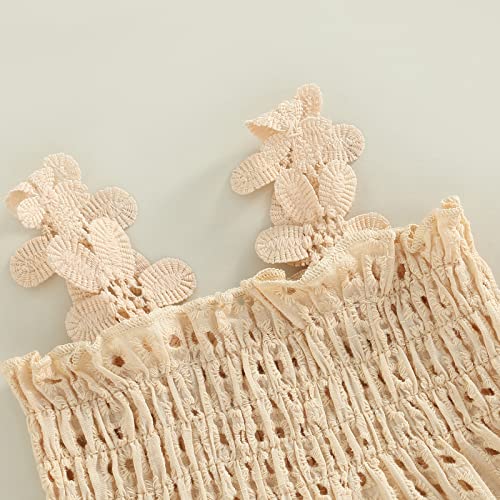 Murnouche Newborn Baby Girl Summer Clothes Sleeveless Floral Top Ribbed Shorts Boho Outfit Set3