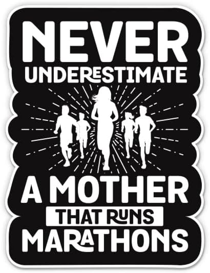 Marathon Mom Sticker - Adhesivo para laptop de 3 pulgadas, vinilo impermeable para automóvil, teléfono, botella de agua, calcomanía de corredor de