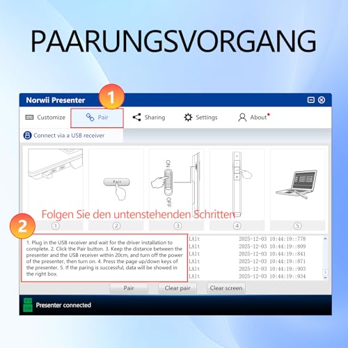 USB-Empfänger der Norwii Präsentationsfernbedienung, USB-Dongle – Kompatibel mit N95 Plus BLE/N95s BLE