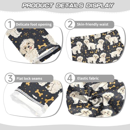 White Dog Bone Girls Leggings Soft Stretch Workout Yoga Dance Pants for Kids Casual Tights3