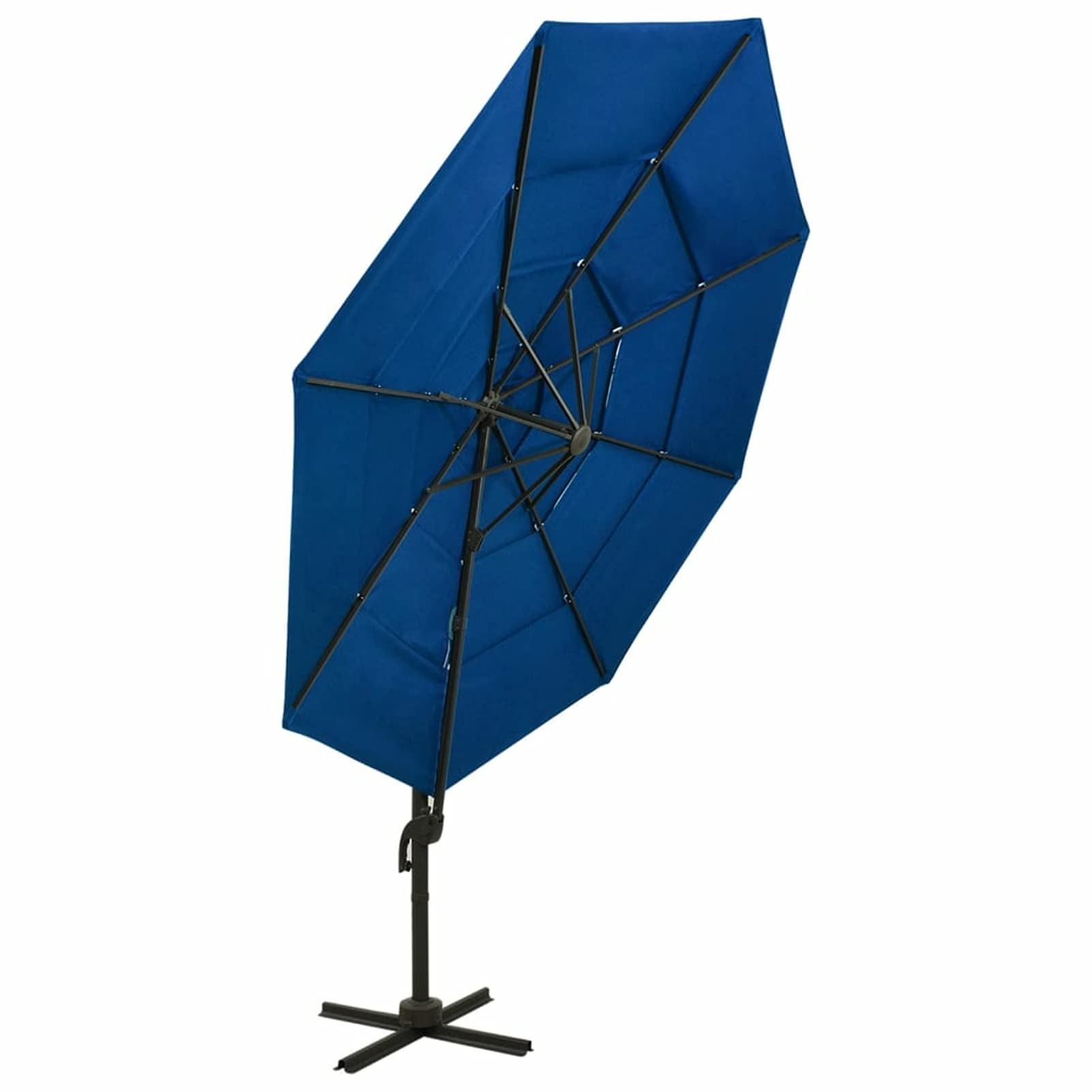 Homgoday Sombrilla jardín de 4 Niveles Palo Aluminio Azul Celeste 3x3 cm Sombrilla Terraza Exterior, Sombrilla Jardín Grande Orientable Jardín Parasol Balcón