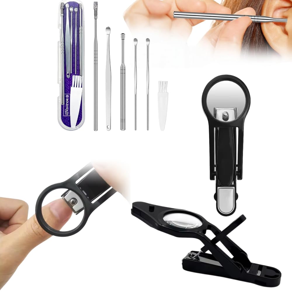 Ear Wax Cleaner 5-in-1 with Lens Nail Cutter Stainless Steel Toe Infants Clipper Natural Curves of Your Nails Storage Box Buds Spring Curette Flosser Personal Hygiene Cleaning Reusable Portable Kit For Men & Women and Adults Dog Home kids Outdoor Tra (B0DG8ZSJ4Y) Amazon Price History, Amazon Price Tracker