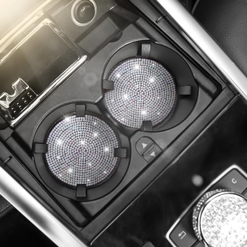Image of Osilly Bling Car Cup Holder Coaster, 2 Pack Crystal Rhinestone Anti-Slip Insert Coasters, Universal 2.75 Inch Fashion Automotive Cup Mat, Car Interior Accessories Decor Gifts for Women (Multicolor)