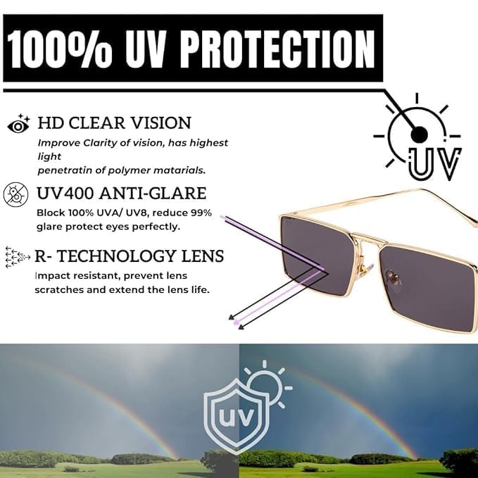 Image of Karan Aujla Classic Retro Frame Vintage Narrow Rectangular Pimp Metal Sunglasses Goggles For Men & Women (silver, black, Gold)