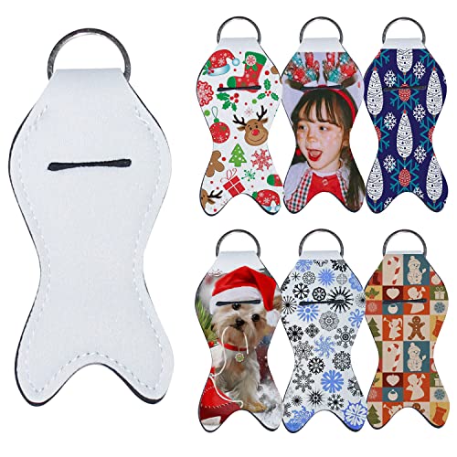 20 PCS Chapstick Holder Keychains Blank Lip Balm Case for Sublimation Neoprene Lipstick Holder Key Chain Sleeve Chapstick Pouch Keychain with Ring G HEAT-GOO, Fish Shape