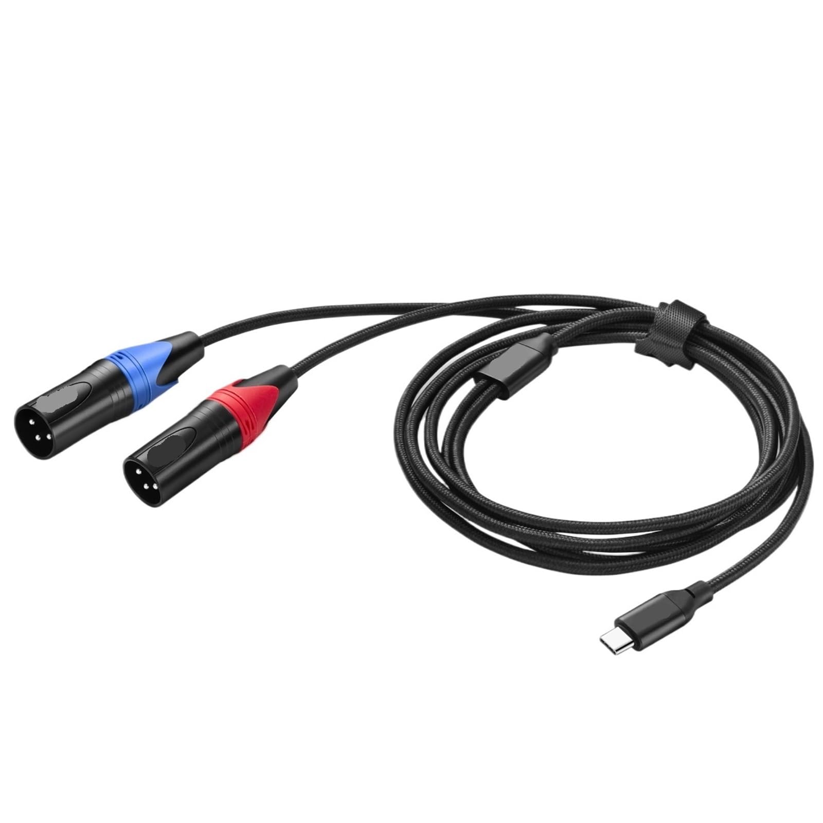 Pleciony kabel audio typu C na podwójny XLR OFC Aux, wbudowany chipset, 32 bit, folia 384 kHz, pleciony ekranowany (model A, 3 metry)