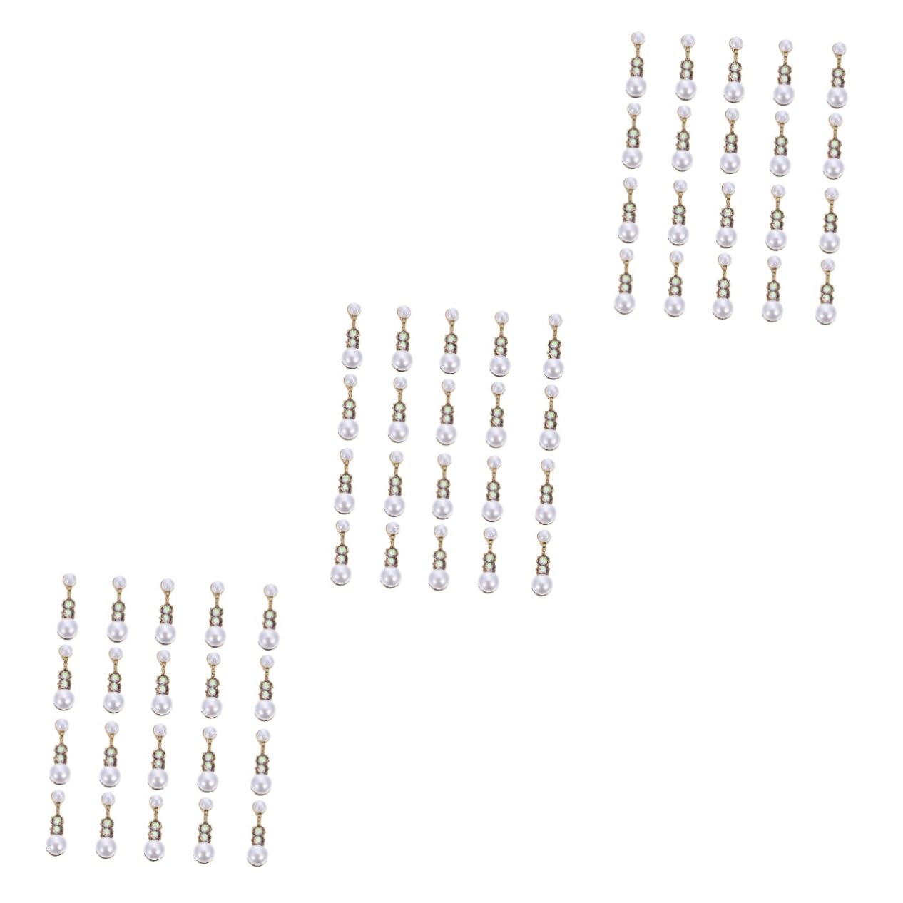 FRCOLOR 3sets Elegant Charming Manicure Accessory Nail Pearl Fingernail Pearls Patch DIY Nail Art 20pcs*3