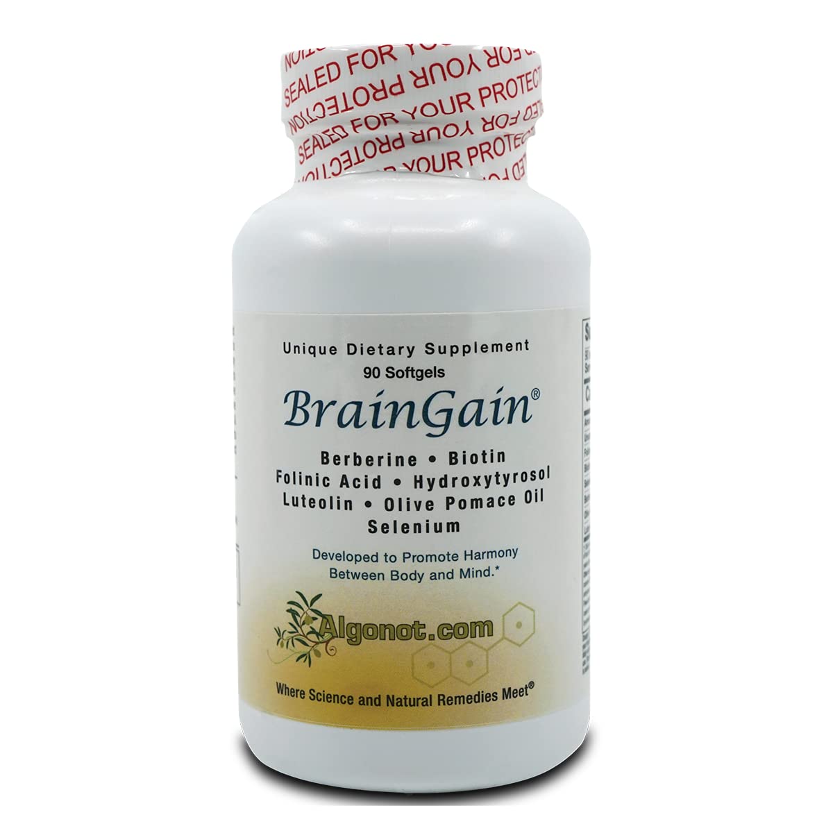BrainGain 1 btl, Patented Formula of Luteolin & Key Ingredients in