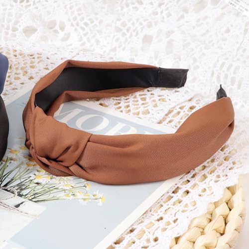 Image of DRESHOW 8 Pack Knotted Headbands for Women Wide Turban Headband Yoga Exercise Ribbing Hair Hoop Hair Bands Accessories