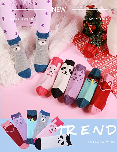 Image of Children Wool Socks For Boy Girl Kids Toddler Thick Thermal Warm Cotton Winter Crew Socks 6 Pack