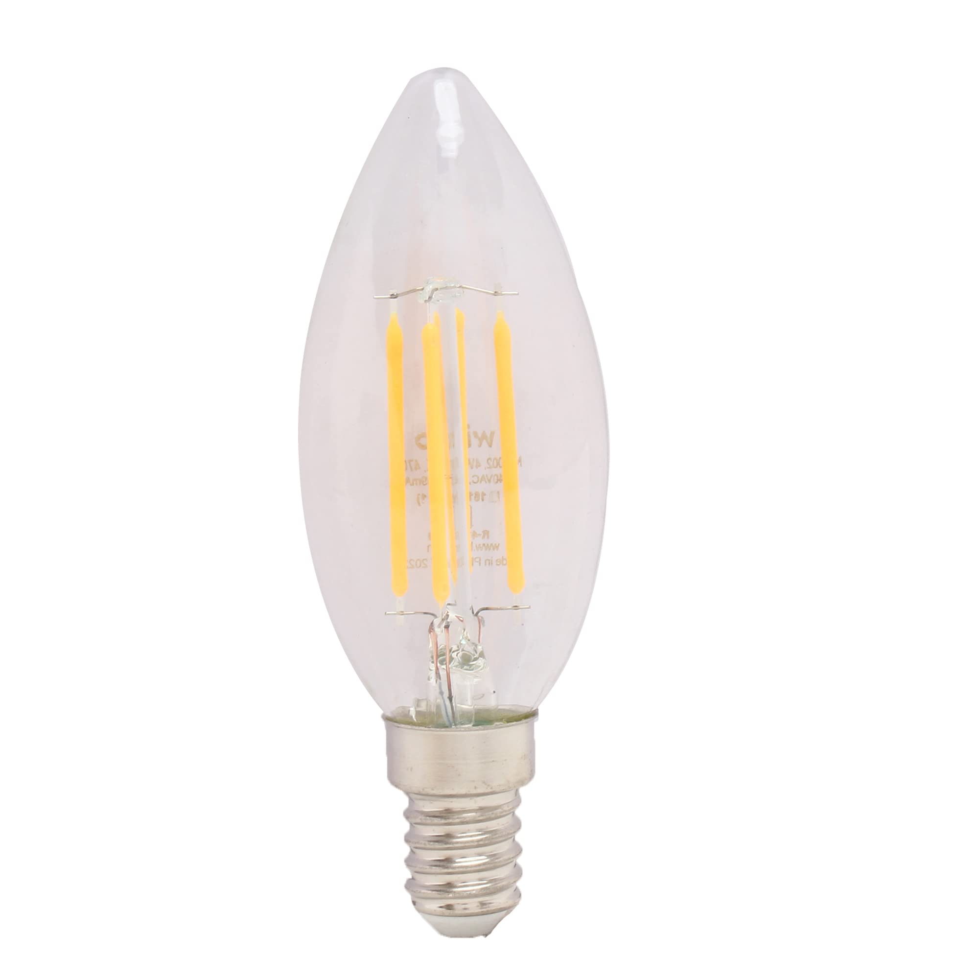 wipro Garnet 4 W E14 Base Candle Filament Bulb | Warm White (2700K) | Pack of 1 | Clear optics for sparkling effect | LED Filament Bulb for Home, office, chandellior, decorative lamp shade — Amazon image 4