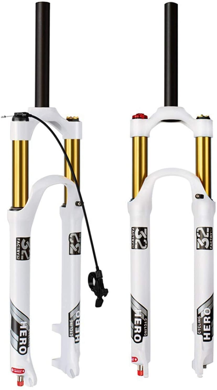 Horquilla Delantera ​MTB 26/27,5/29 Pulgadas con Ajuste Amortiguación Horquilla Neumática Aleación Aluminio Ligera 9MM Freno Disco Liberación Rápida Recorrido 120MM