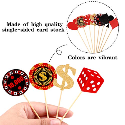 Boao 48 Pieces Poker Theme Party Decorations Poker Heart Cupcake Toppers Las Vegas Cake Decorations Playing Card Toothpicks Fruit Food Picks Birthday Party Favors Supplies #TOP2