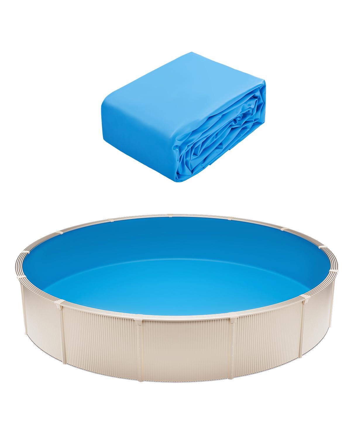 VEVOR Runde Poolfolie, φ550x147 cm, Innenfolie, Ersatzfolie, Innenhülle, Schwimmbadfolie, Folie aus Vinyl in Standardgröße, verschleißfest, für Aufstellpools mit 132 cm Wandhöhe, einfarbig