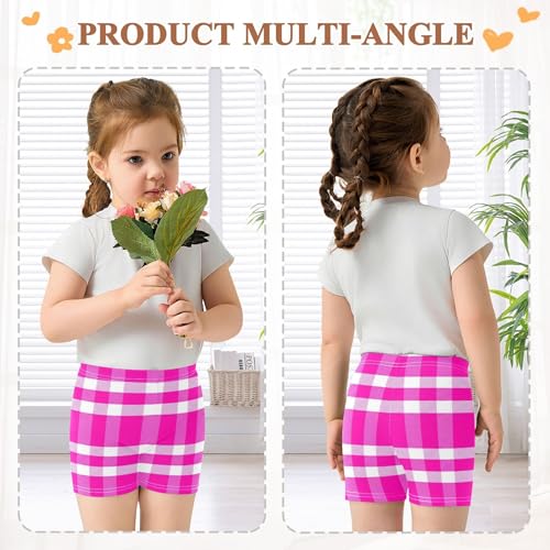 White Pink Plaid Toddler Biker Shorts for Girls Cotton Under Dress Shorts Funny 4t Summer Clothes4