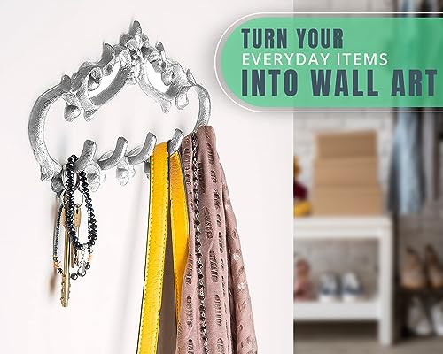 Comfify CA-1504-25-WH Cast Iron Wall Mounted Hanger Vintage Design With 5 Hooks - Keys, Towels, Coats Etc thumb #6