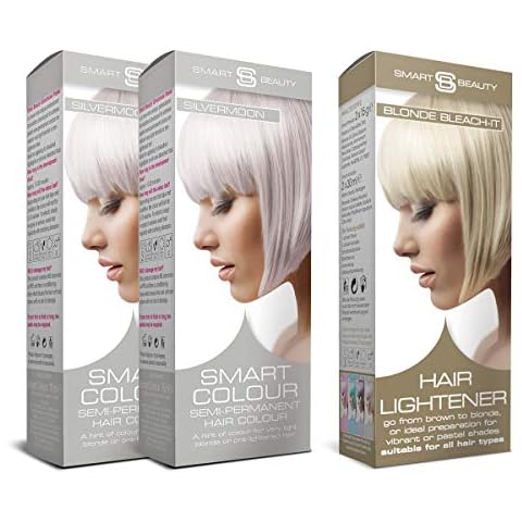 Smart Beauty Silver Hair Dye Semi-Permanent (Pack of 2), with Bleach It (Pack of 1), Silver Toner for Bleached Hair, Silver Hair Dye, with Non-Drip Pre Mixed Formulation with Hair Conditioning Cream Cover