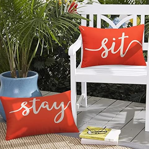 Pyonic Set of 2,Outdoor Waterproof Throw Pillow Covers,Square Pillow Covers Decorative Cushion Cover for Patio Garden Living Room Couch (Maple red, 18X18) Cover