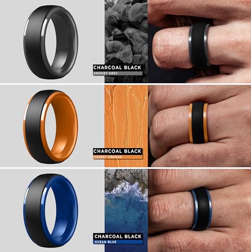 image for ThunderFit Silicone Men’s Wedding Rings, 10mm Wide 2.5mm Thick Rubbe