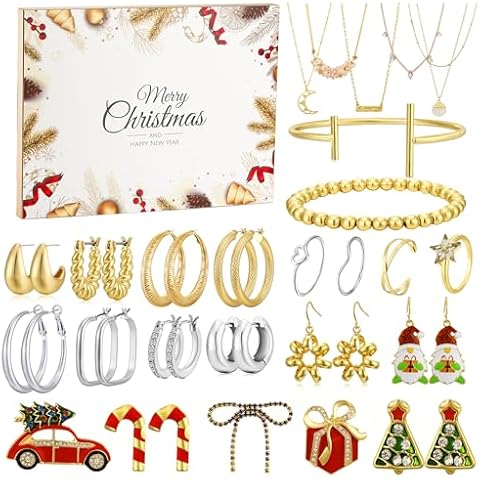 Jewelry Advent Calendar 2024 for Women Adult Countdown 24 Days to Christmas Calendar Xmas Gifts Box 2025 New Years Bracelets Necklace Rings Earrings Jewelry Set for Girlfriend Wife Daughter Mom Cover
