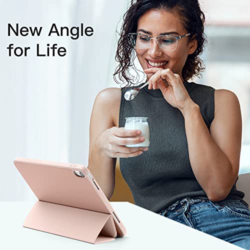 Image of Akkerds Compatible with iPad (A16) 11th Generation Case 11 Inch 2025, for iPad 10th Generation Case 10.9 Inch 2022 with Pencil Holder, Slim Trifold Stand Protective Cover with Soft TPU Back, Rose Pink