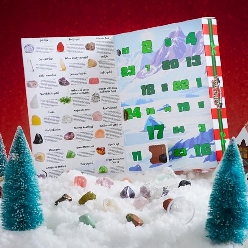 JOYIN 2025 Christmas Advent Calendar Gemstones, 24 Days Christmas Countdown Calendar, Rock Collection Gemstones for Kids, Xmas Party Favors Supplies, Classroom Prizes, Fun Gifts – Image 8