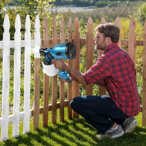 Miniatura 7 de Kit De Pulverizador De Pintura A Batería 1000 Ml, Makita21v Interfaz Pistola Pulverizadora Eléctrica Hvlp De 500w Y Con 2 Baterías 3 Boquillas, Para Paredes, Techos, Vallas De Jardín