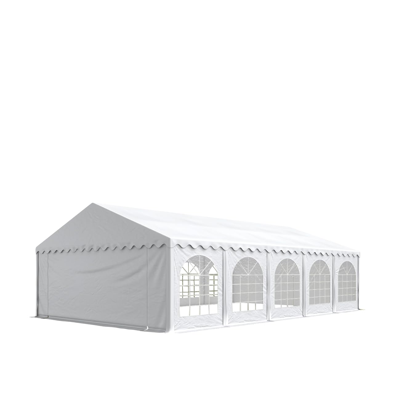 Festzelt Partyzelt 6x10 m Premium, hochwertige PVC Plane 750 N in weiß 100% wasserdicht mit Bodenrahmen Sport & Freizeit