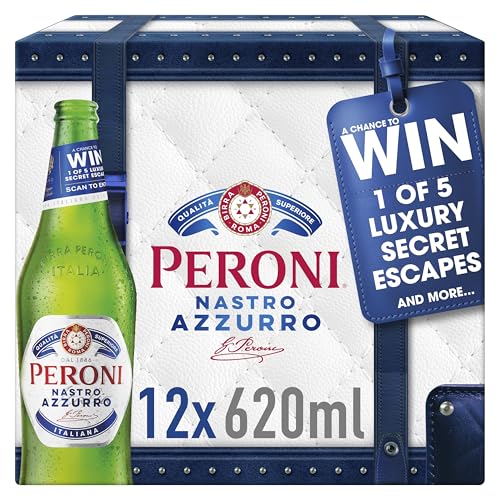 Peroni Nastro Azzurro, Premium Italian Lager, 12 x 620ml Bottles, 5% ABV