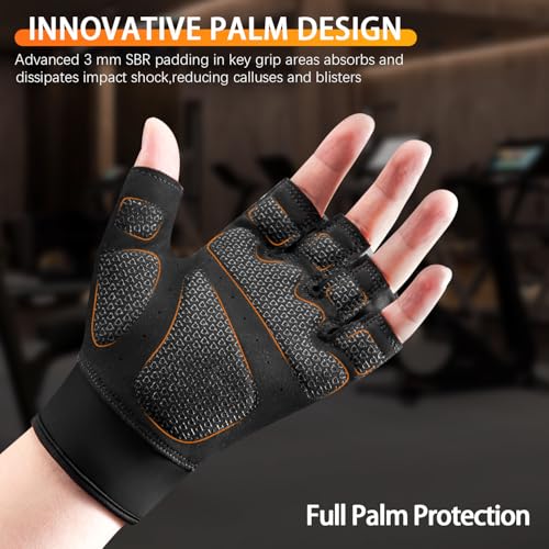Workout Gloves for Men and Women, Gym Gloves for Weight Lifting, Exercise, Cycling, Training & Fitness, Fingerless with Padded Grip, Full Palm Protection & Breathable Design - Image 3