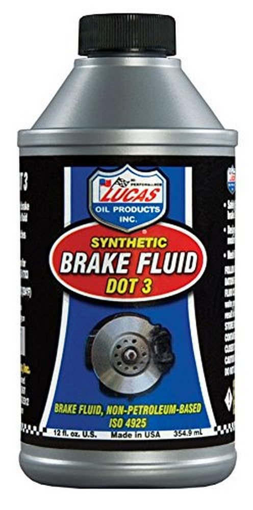 Lucas Oil Brake Fluid, DOT 3, Synthetic, 12 oz Bottle, Each