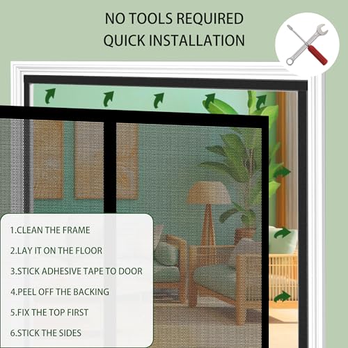 Moustiquaire porte magnétique 130x246 cm rideau blanc anti moustique - 7