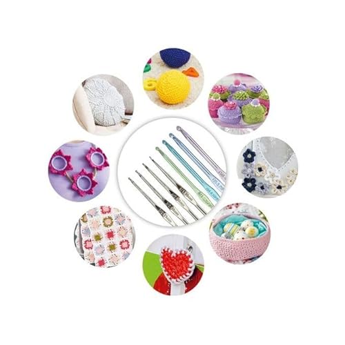 12 Pieces Colorful Metal Crochet Hooks Multicolor Knitting Hand Knitting Tools (2.0mm-10.0mm)