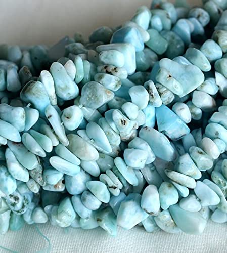 Fil de perles Larimar bleu naturel 3x8mm nuggets pour colliers artisanaux LKBEADS