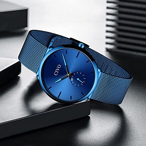 CIVO Watches Mens Designer Ultra Thin Minimalist Wrist Watch Mesh Stainless Steel Waterproof Mens Watches Fashion Business Dress Analog Quartz Watches for Men