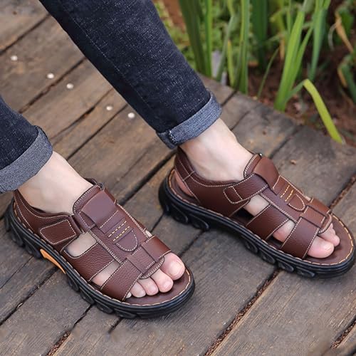 Mens l Anti Slip Breathable Casual Beach Fisherman l Men's Trekking Shoes Slip on Open Toe Slipper Dual Use for Outdoor Beach Walking Driving2