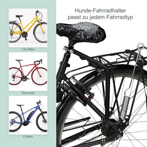 Relaxdays Fahrradleine Hund, Hundestange für Fahrrad, Hundeleine mit Abstandshalter & Feder, Hände frei, schwarz/Silber