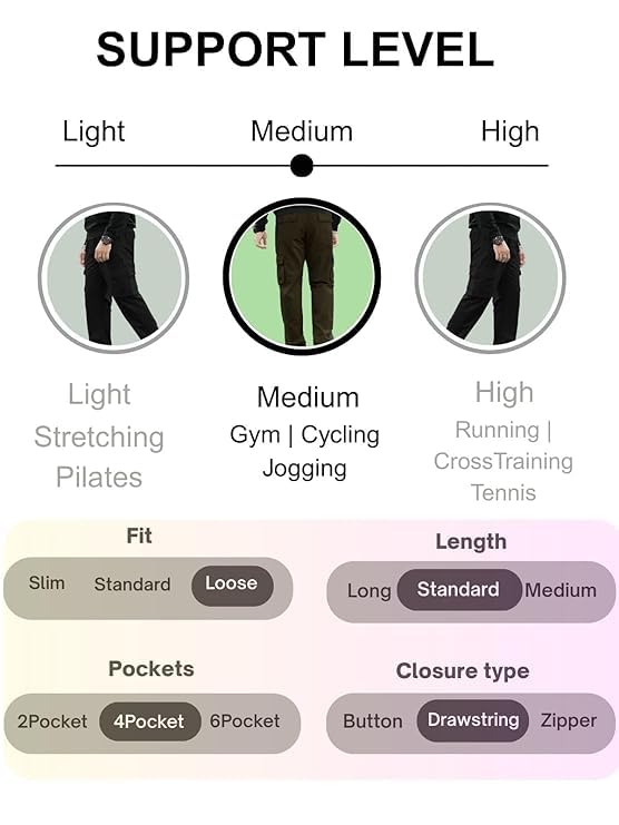 Image of GRECIILOOKS Men's Cargo Pants | 6 Pocket Cotton Cargo Joggers for Men | Loose Fit Stylish Pant with Pockets | Casual Baggy Trousers & Streetwear Lower