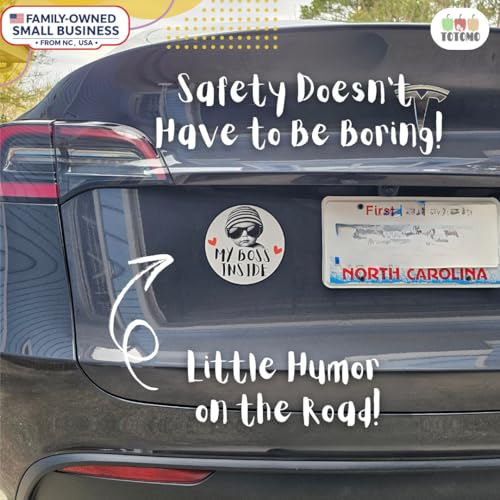 Image of TOTOMO Baby on Board Sticker for Car | My Boss Inside Sticker Set - Funny Car Decals, Cute Durable Vinyl Safety Signs for Windows, Bumpers, or Nursery Doors - Peel-and-Stick