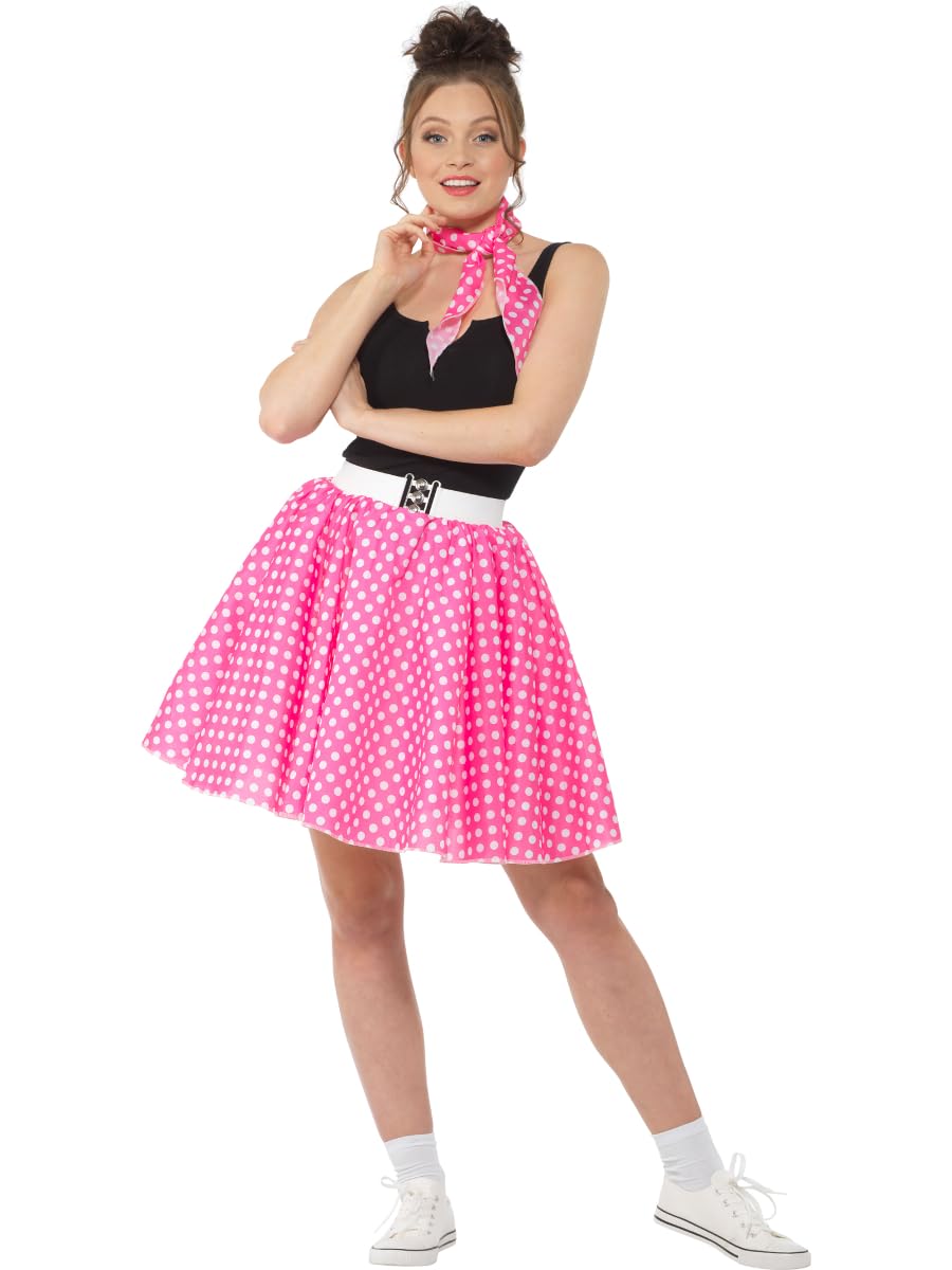 Karnival 81098 - Disfraz de falda y corbata de lunares de los años 50, rosa, talla L