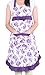 TININNA Delantal Linda de Cocina con Dibujo Floral Delantal del Lindo diseño Floral Mujeres Niñas Morado