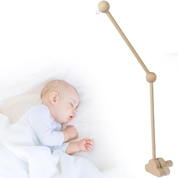 27inch Baby Crib Mobile Arm, Wooden Crib Mobile Holder,360 Rotating Cot Mobile Arm, Crib Mobile Bed Bell Holder,Nursery Mobile Hanger-Only arm- no mobile wooden colour